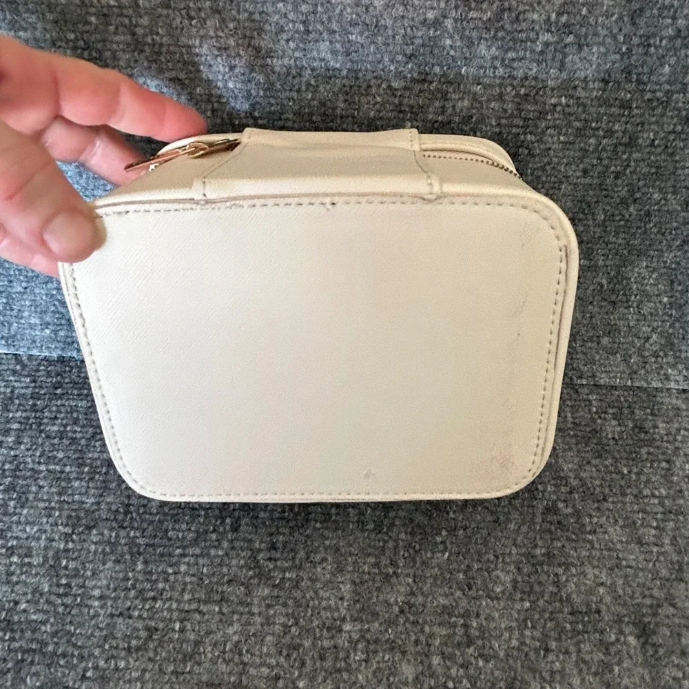Biossance with Reese Witherspoon Cream Makeup Bag Travel Vanity Case Saffiano
